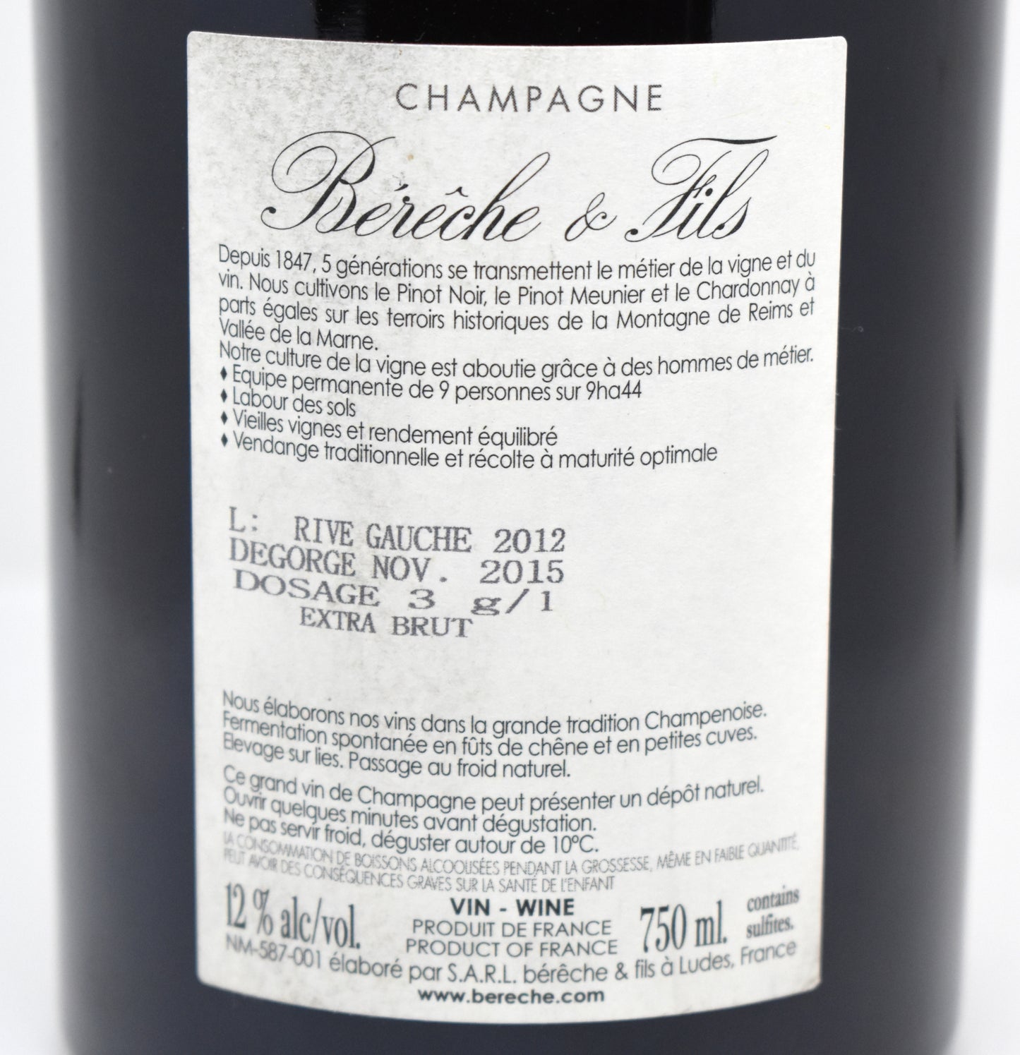 Bérêche et Fils "Left Bank Marne Valley" 2012 - Meunier Extra Brut