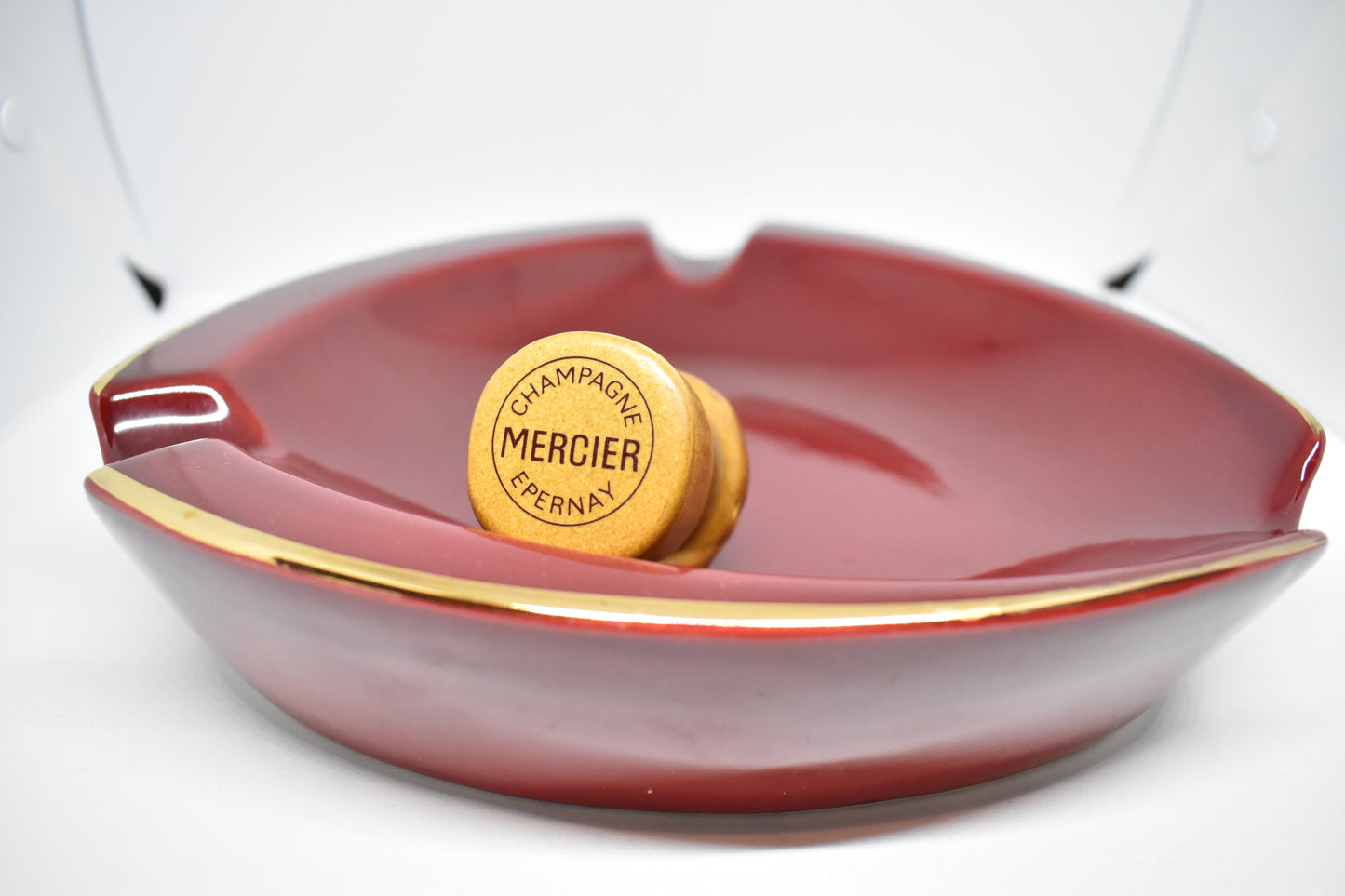 Mercier Champagne Ashtray - Red, Cork effect stopper.