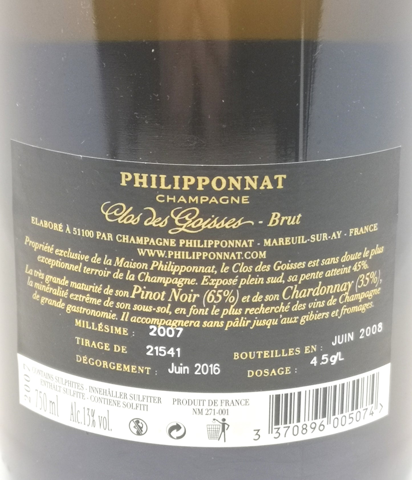 Clos des Goisses 2007 - Champagne Philipponnat