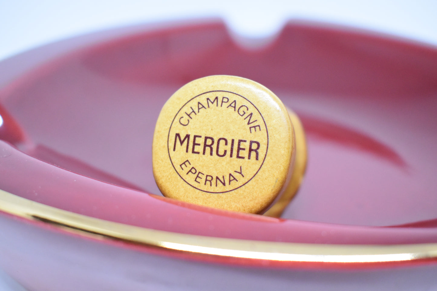 Mercier Champagne Ashtray - Red, Cork effect stopper.