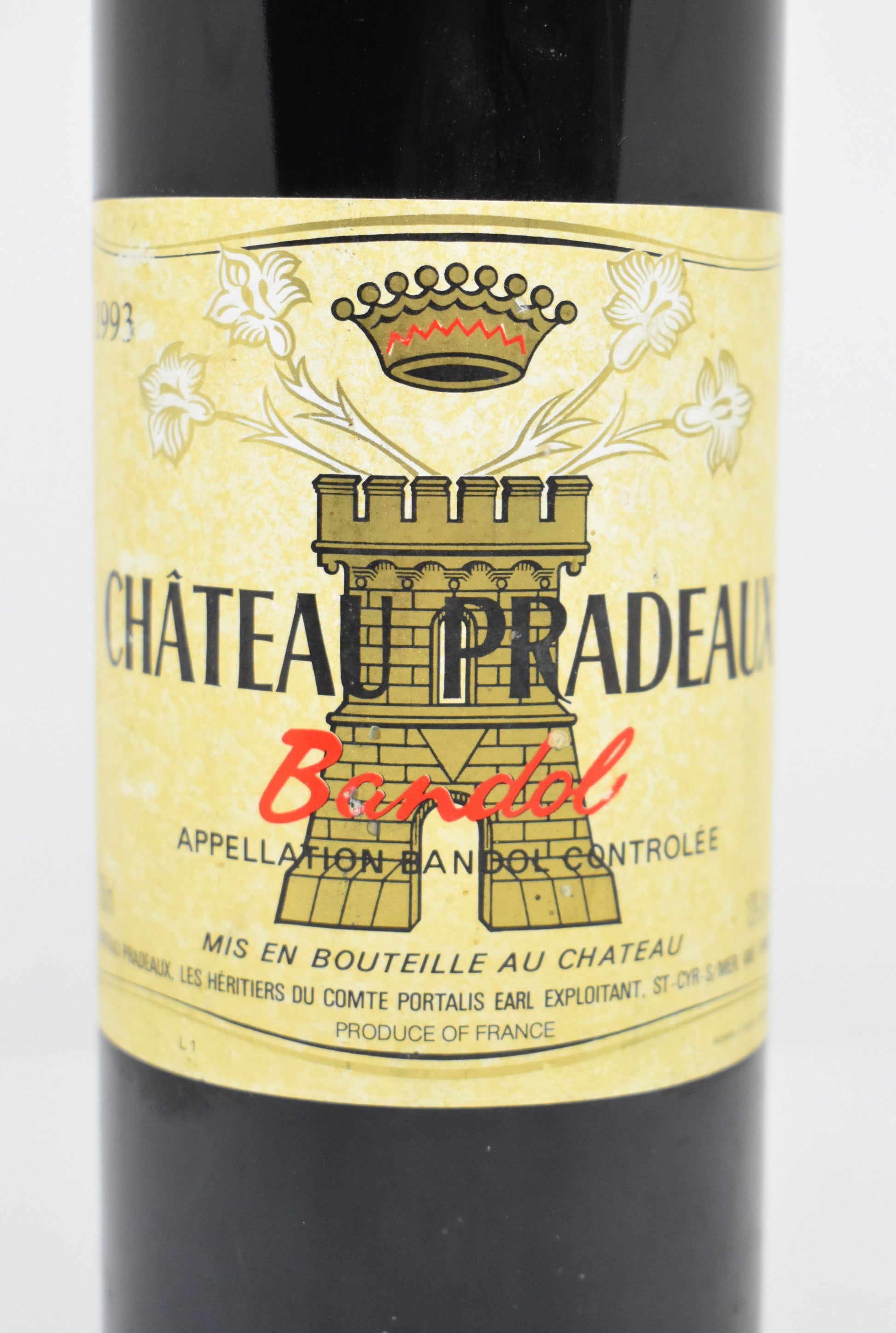 Vin Bandol millésime 1993 à maturité - Château Pradeaux