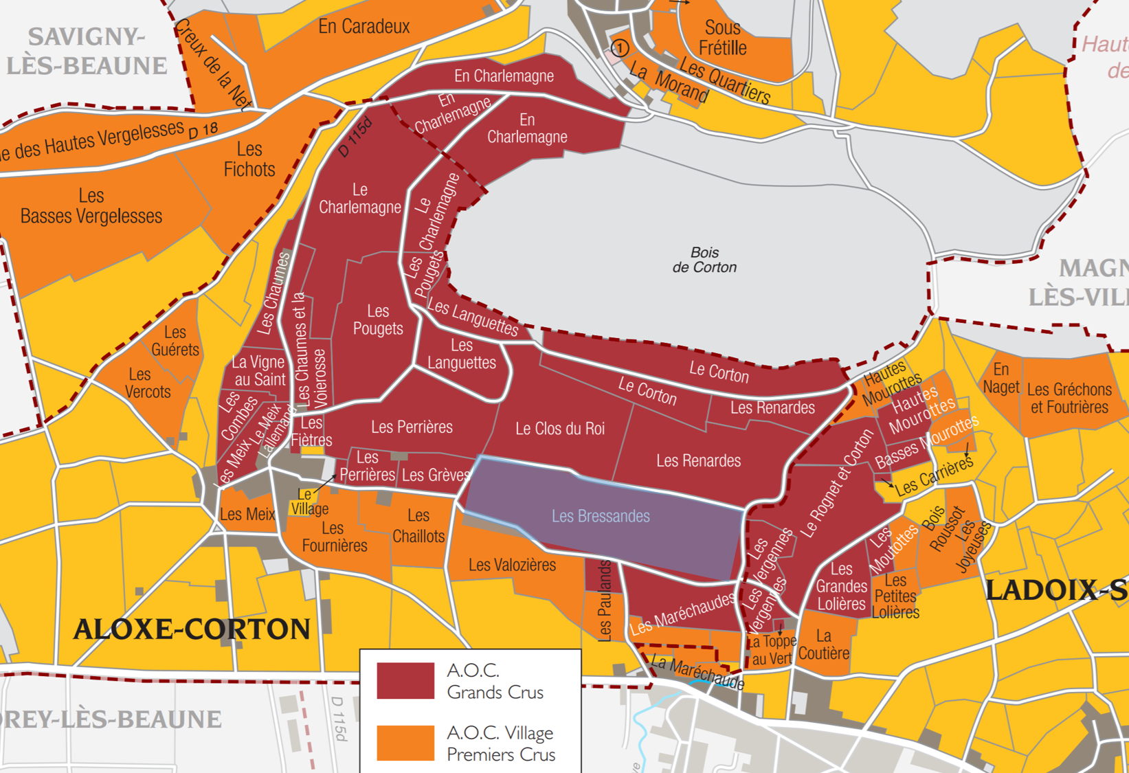 Corton Bressandes map