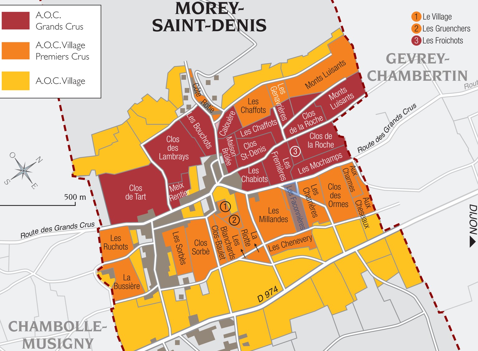 Morey St Denis les Faconnières map