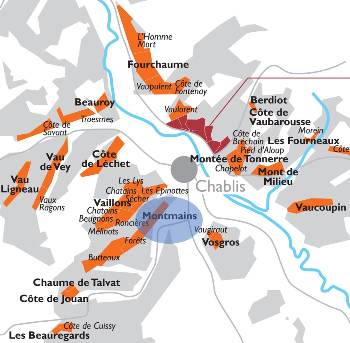 Chablis Montmains map
