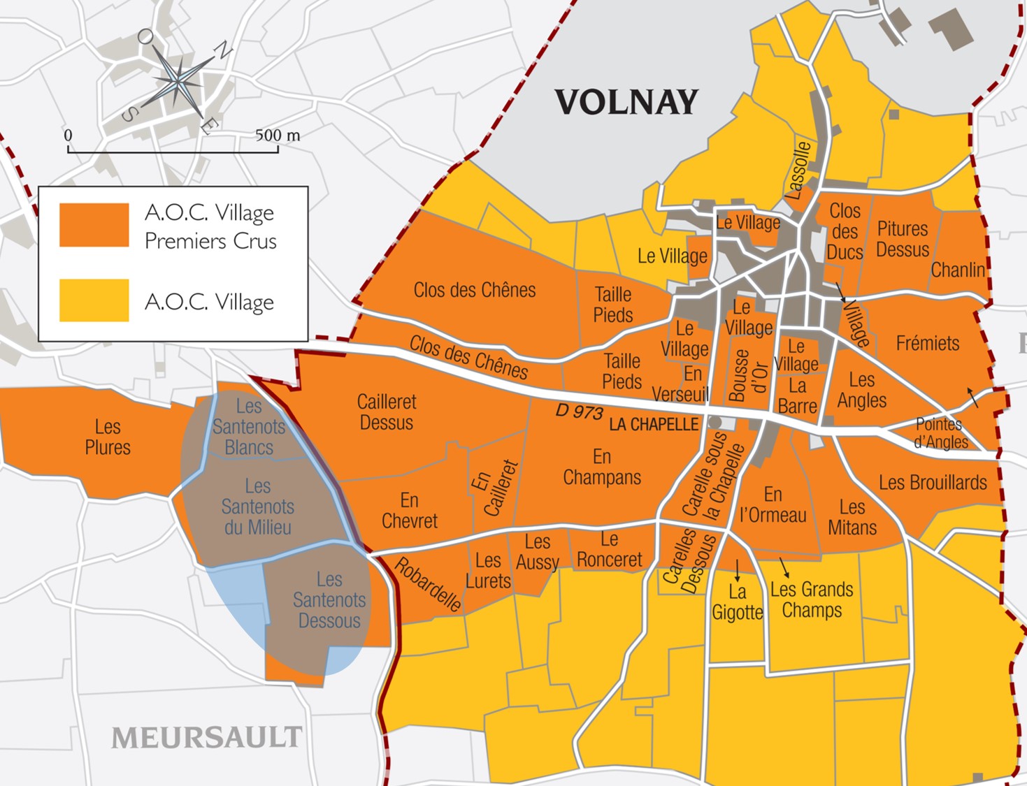 Volnay Santenots Map